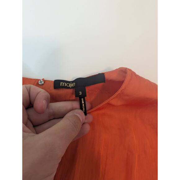 Maje Crinkle-effect satin crop top Orange Size L - Picture 6 of 15